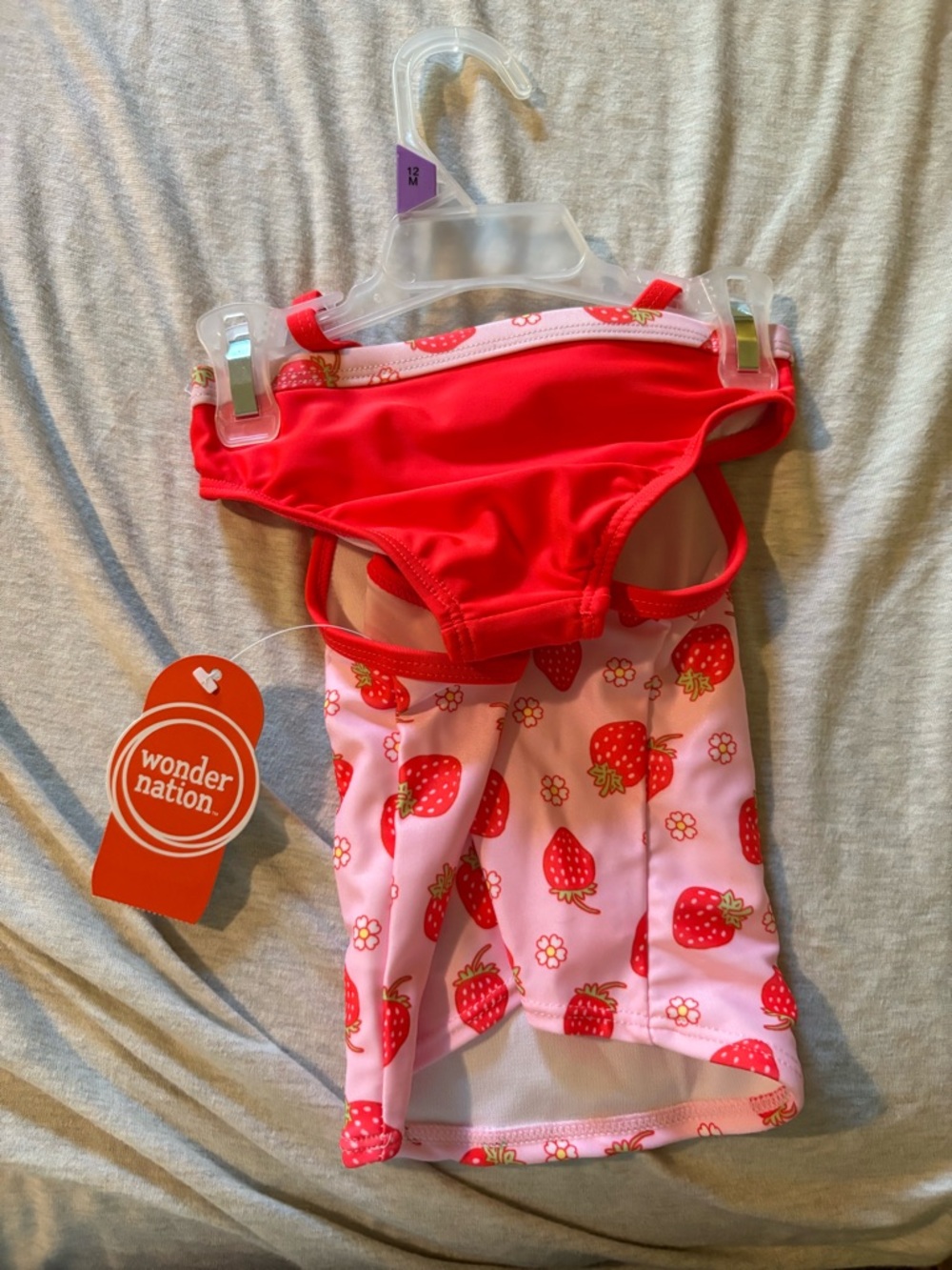 Wonder Nation Pink and Red Strawberry Tankini Swim Set - Picture 4 of 5